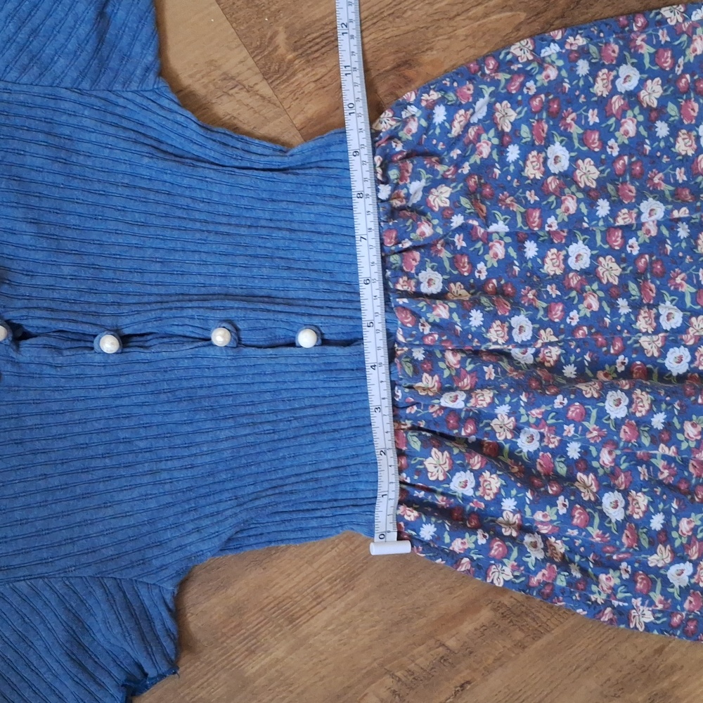 90s Vintage Kids Floral Denim Lace Collared Jumpsuit - Picture 12 of 14